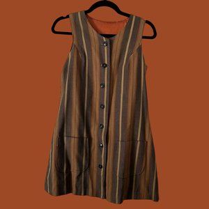 Vintage Button Front Striped Dress Tunic Sz S
